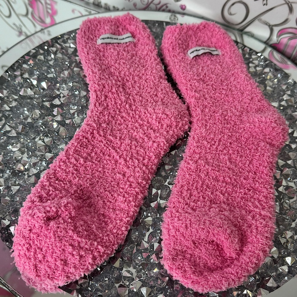 Cupcakes & cashmere socks brand new Cozy Pink Fuzzy Socks